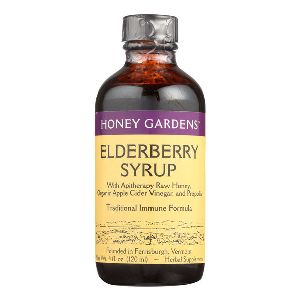 Honey Gardens Apiaries Elderberry Syrup - Apitherapy Raw Honey - Propolis And Elderberries - Cough - 4 Oz. - Qty. 2